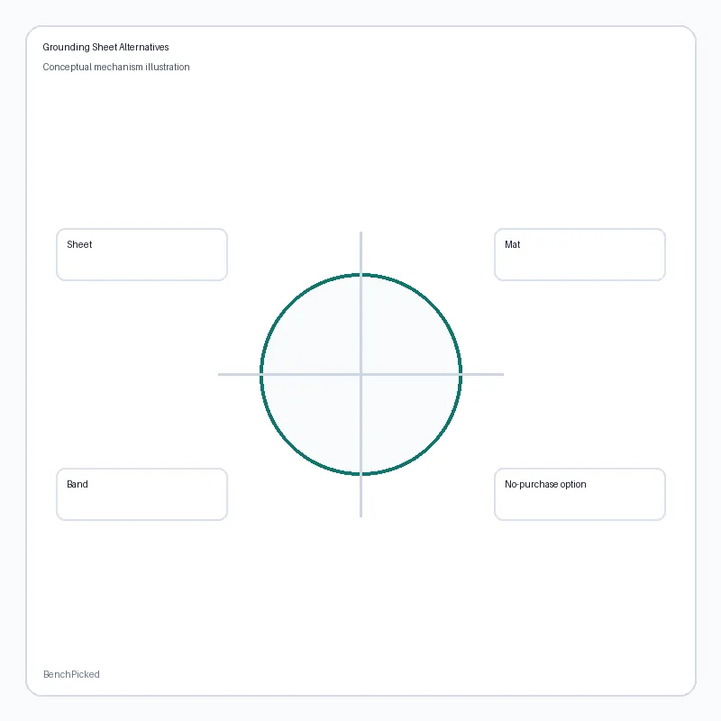 Grounding product alternatives category grid showing sheets, mats, bands, and no-purchase options